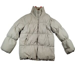 Garage Women's Perfect Puffer‎ Jacket Sz XS Beige Light Green Nylon